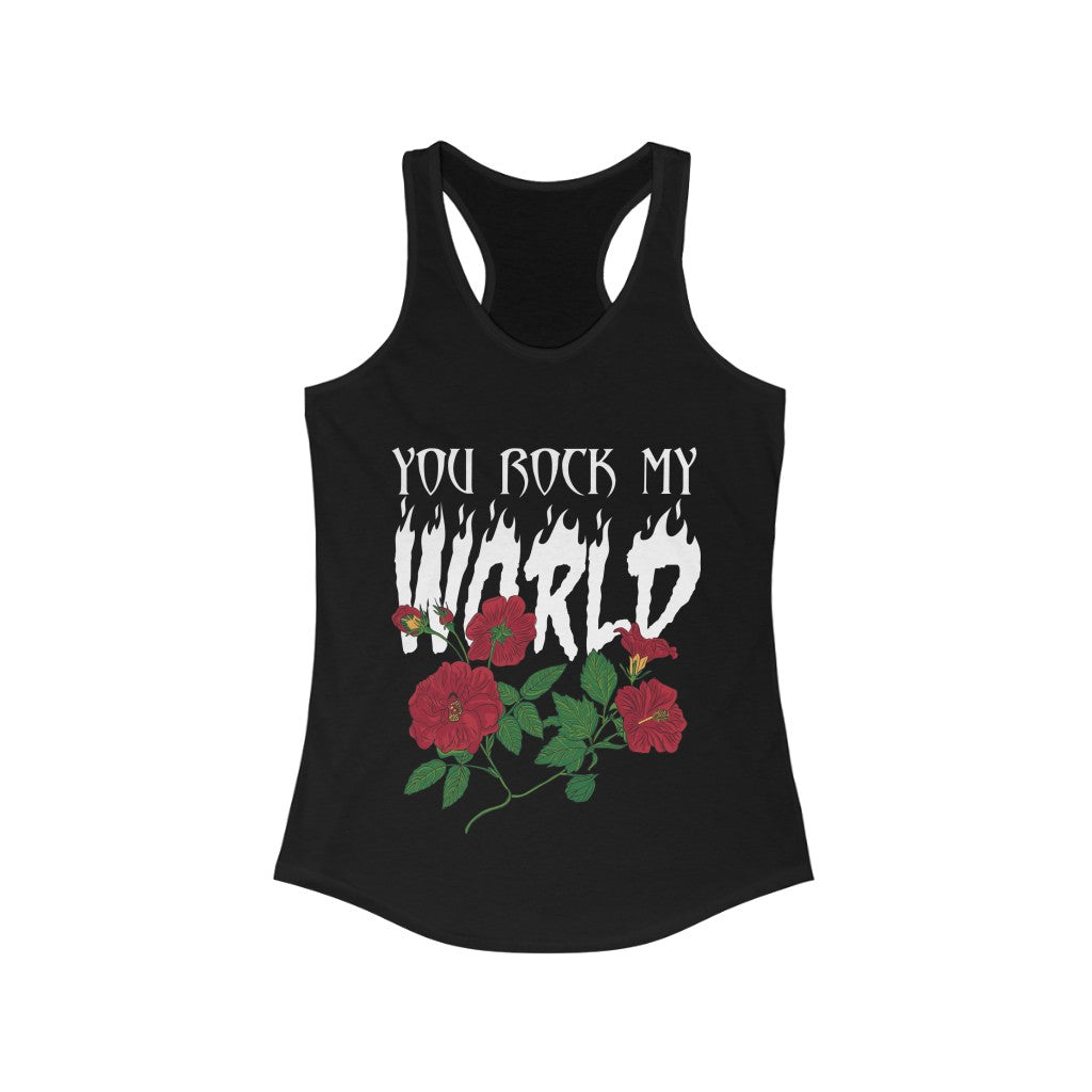 Camiseta sin mangas con espalda cruzada "You Rock my World"